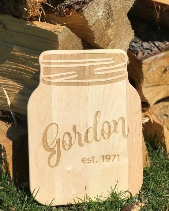 Last Name Personalized Mason Jar Cutting Board