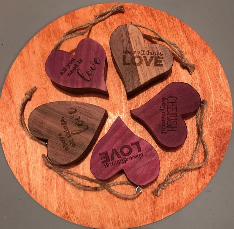 Hardwood Heart Ornaments