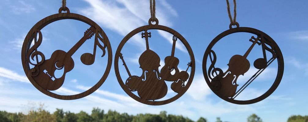 2 Layer Wooden Musical Ornaments